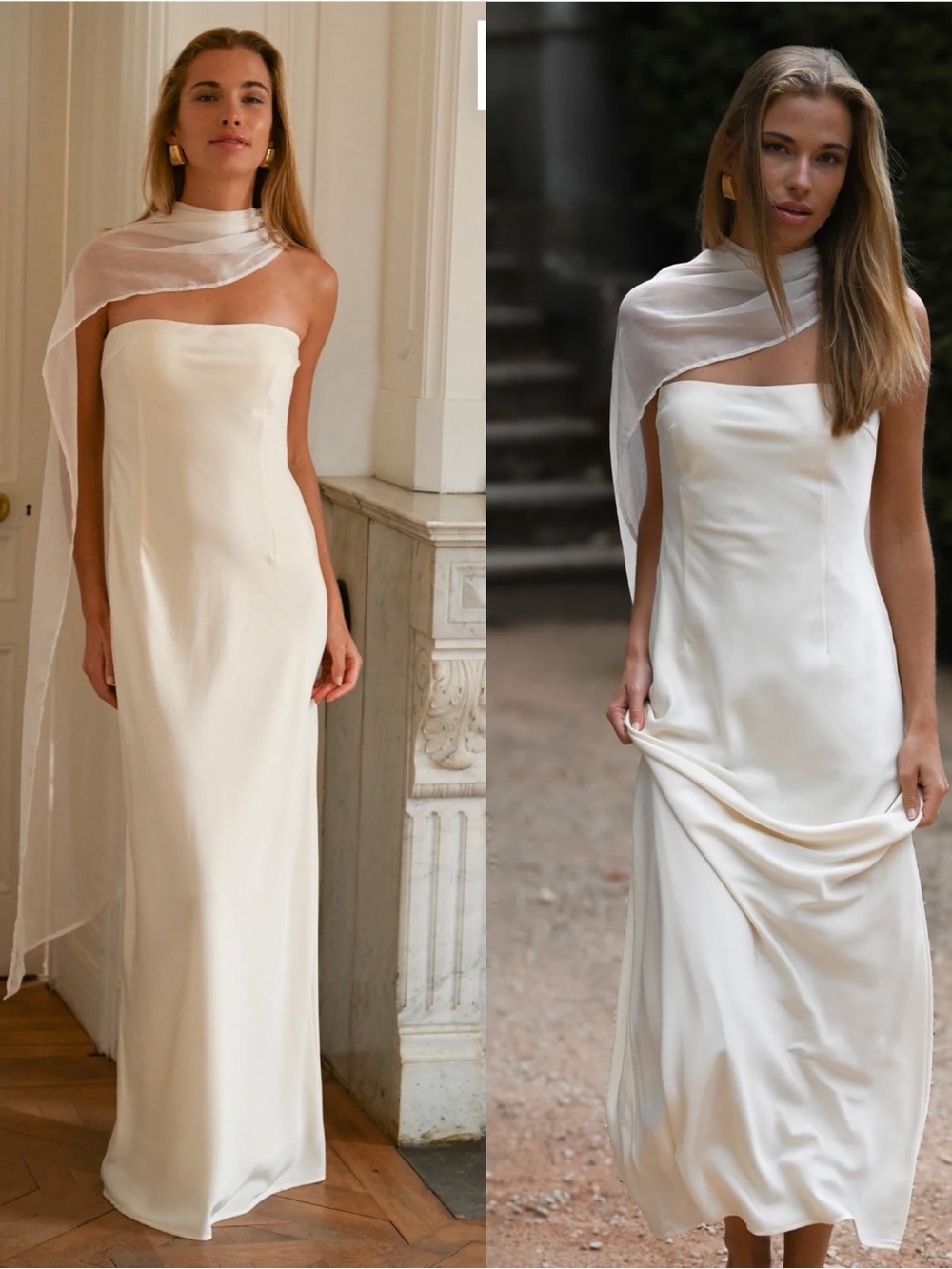 YLLW The Label Vitoria Cape Maxi Dress Ivory Size XS